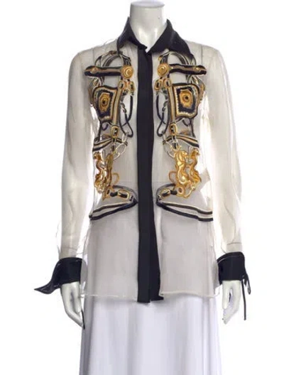 Pre-owned Gianfranco Ferre Silk Graphic Print Blouse In Multicolor