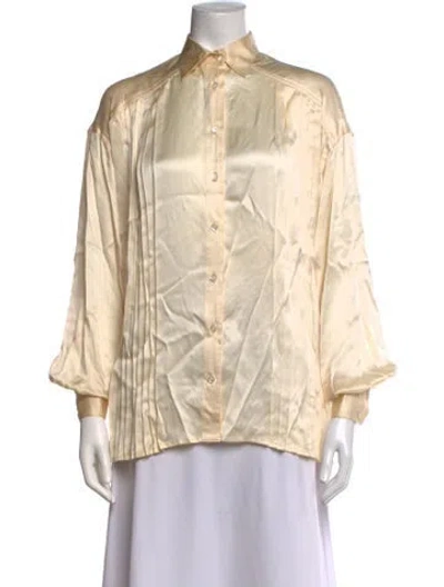 Pre-owned Gianfranco Ferre Silk Long Sleeve Blouse In Neutrals