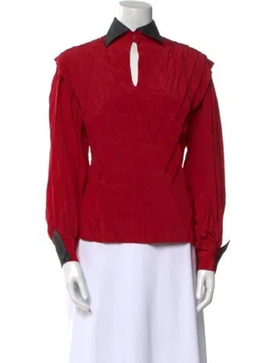 Pre-owned Gianfranco Ferre Silk Long Sleeve Blouse In Red