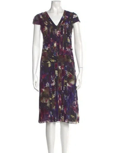 Pre-owned Gianfranco Ferre Silk Midi Length Dress In Purple