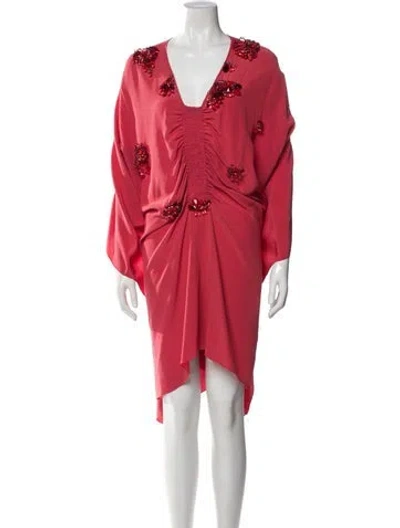 Pre-owned Gianfranco Ferre Silk Midi Length Dress In Red