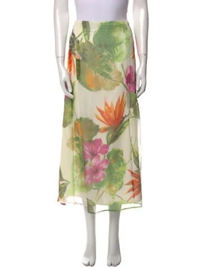 Pre-owned Gianfranco Ferre Silk Midi Length Skirt In Green