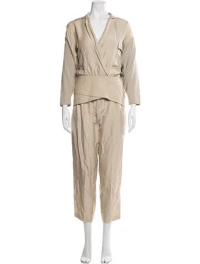 Pre-owned Gianfranco Ferre Silk Pant Set In Neutrals
