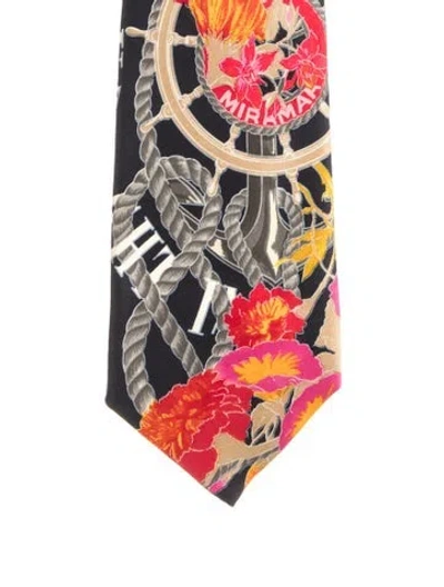 Pre-owned Gianfranco Ferre Silk Printed Tie In Black