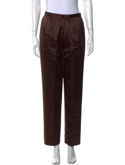 Pre-owned Gianfranco Ferre Silk Straight Leg Pants In Brown
