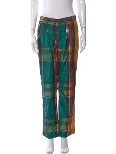 Pre-owned Gianfranco Ferre Silk Straight Leg Pants In Green