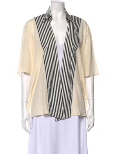 Pre-owned Gianfranco Ferre Silk Striped Blouse In Neutral
