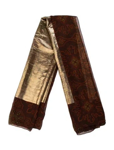 Pre-owned Gianfranco Ferre Silk Vintage Scarf In Brown