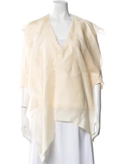 Pre-owned Gianfranco Ferre Silk V-neck Top In Neutral