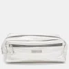 Gianfranco Ferre Silver Leather Oversized Pouch In White