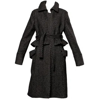 Pre-owned Gianfranco Ferre Soft Wool + Alpaca Avant Garde Coat With Cape Detail In Black