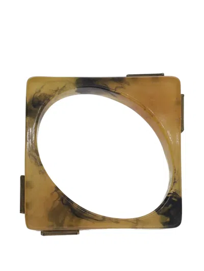 Pre-owned Gianfranco Ferre Square Marbled Bangle In Neutral
