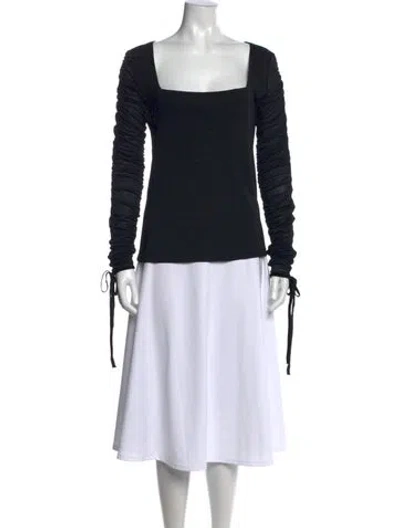 Pre-owned Gianfranco Ferre Square Neckline Long Sleeve Top In Black