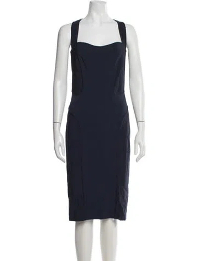 Pre-owned Gianfranco Ferre Square Neckline Midi Length Dress In Blue