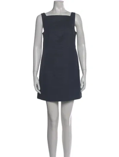 Pre-owned Gianfranco Ferre Square Neckline Mini Dress In Gray