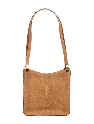 Pre-owned Gianfranco Ferre Stingray Shoulder Bag In Brown