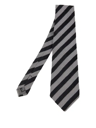 Pre-owned Gianfranco Ferre Stripe Silk Tie In Black