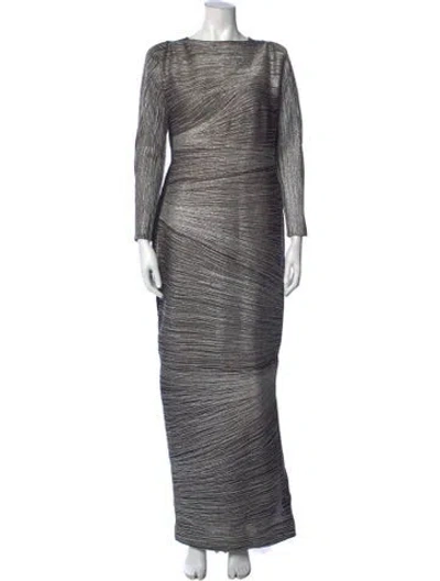 Pre-owned Gianfranco Ferre Striped Long Dress In Metallic/silver