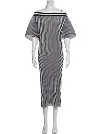 Pre-owned Gianfranco Ferre Striped Midi Length Dress In White