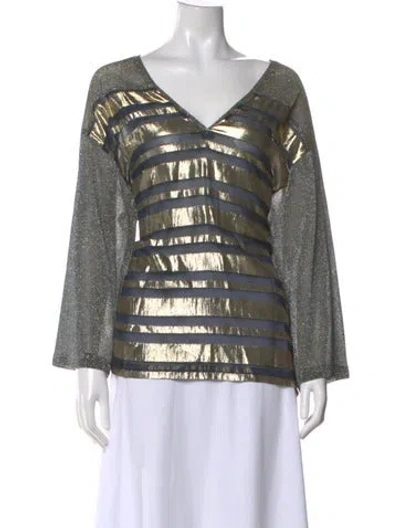 Pre-owned Gianfranco Ferre Striped V-neck Top In Multi
