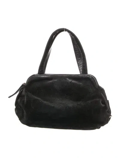 Pre-owned Gianfranco Ferre Suede Top Handle Bag In Black