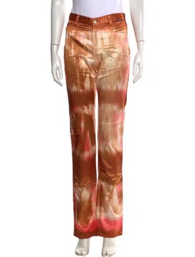 Pre-owned Gianfranco Ferre Tie-dye Print Straight Leg Pants In Brown