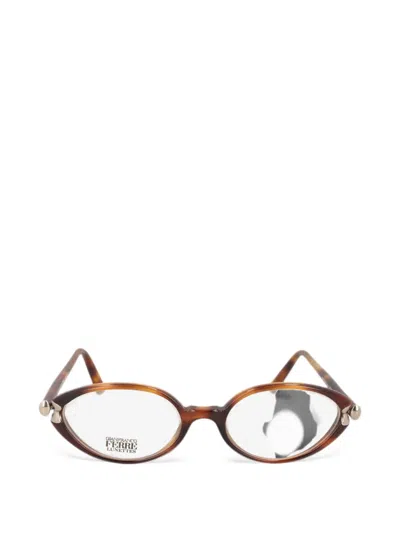 Pre-owned Gianfranco Ferre Tortoiseshell-effect Oval-frame Glasses In Brown