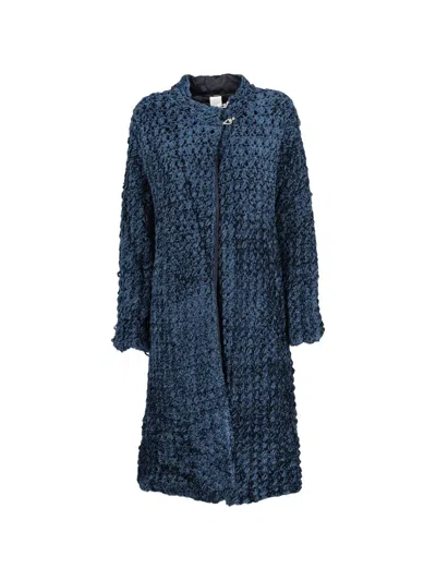 Pre-owned Gianfranco Ferre Velvet-finish Coat In Blue
