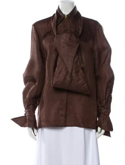Pre-owned Gianfranco Ferre Vintage 1980's Blouse In Brown