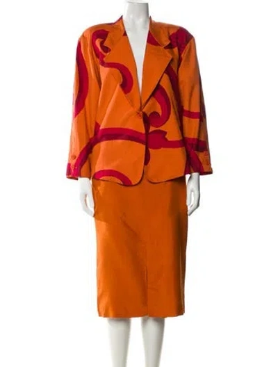 Pre-owned Gianfranco Ferre Vintage 1980's Skirt Set In Orange