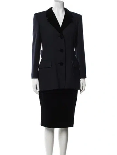 Pre-owned Gianfranco Ferre Vintage 1980's Skirt Suit In Blue