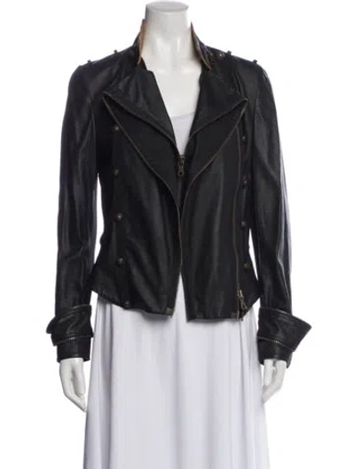 Pre-owned Gianfranco Ferre Vintage 2000's Biker Jacket In Black