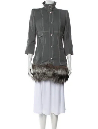Pre-owned Gianfranco Ferre Vintage 2000's Fur Coat In Gray