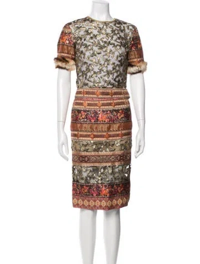 Pre-owned Gianfranco Ferre Vintage 2002 Skirt Set In Gold/metallic/orange