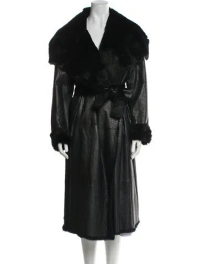 Pre-owned Gianfranco Ferre Vintage 2005 Fur Coat In Black
