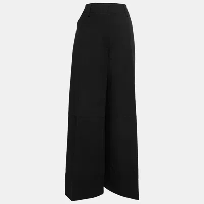 Pre-owned Gianfranco Ferre Vintage Black Wool-crepe Wide Leg Pants L