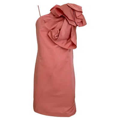 Pre-owned Gianfranco Ferre Gianfranco Ferré Vintage Coral Silk Cocktail Dress, Size M-l In Red