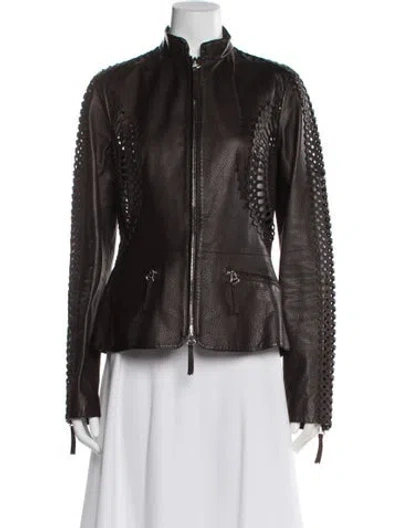 Pre-owned Gianfranco Ferre Vintage Late 2000's - Early 2010's Biker Jacket In Brown