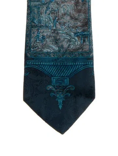 Pre-owned Gianfranco Ferre Vintage Pattern Print Tie In Blue