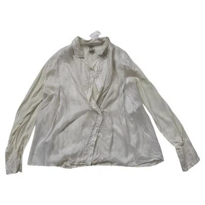 Pre-owned Gianfranco Ferre Vintage Studio 0001 Ferré Ivory Silk Blouse With Draped Collar And Open Stitch In White