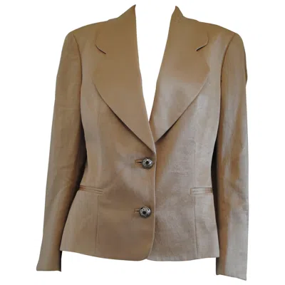 Pre-owned Gianfranco Ferre Gianfranco Ferré Vintage Women's Beije Jacket Circa 1990s Acetate Wool In Brown