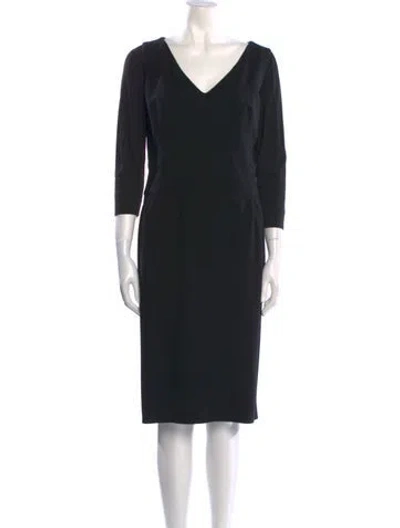 Pre-owned Gianfranco Ferre Virgin Wool Midi Length Dress In Black