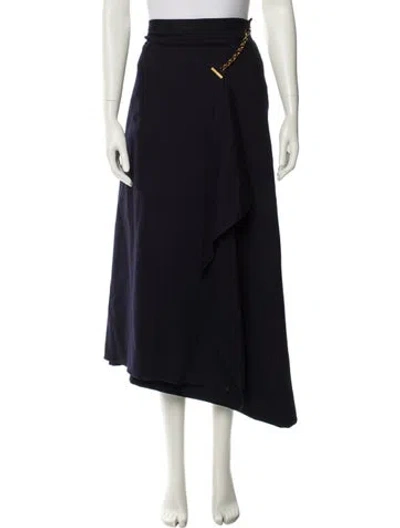 Pre-owned Gianfranco Ferre Virgin Wool Midi Length Skirt In Black