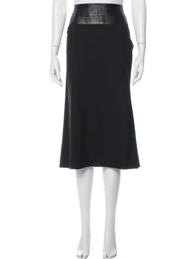 Pre-owned Gianfranco Ferre Virgin Wool Midi Length Skirt In Black