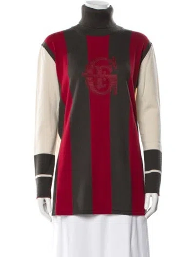 Pre-owned Gianfranco Ferre Virgin Wool Striped Sweater In Red