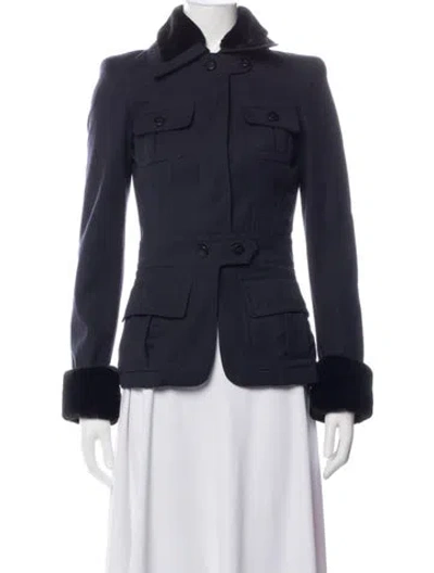 Pre-owned Gianfranco Ferre Virgin Wool Utility Jacket In Blue