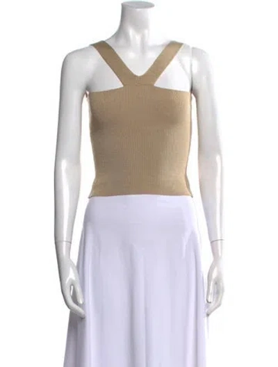 Pre-owned Gianfranco Ferre V-neck Sleeveless Crop Top In Neutral