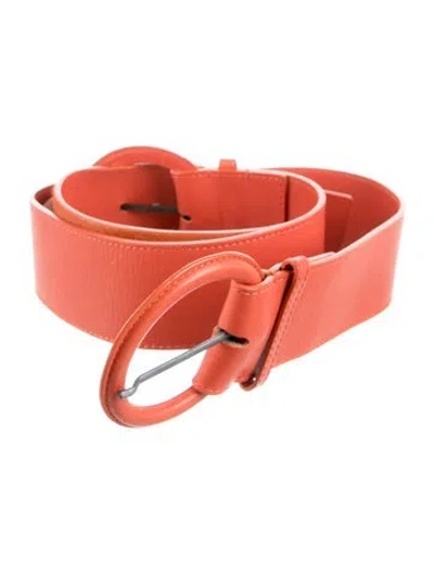 Pre-owned Gianfranco Ferre Wide Calf Hair Waist Belt In Orange