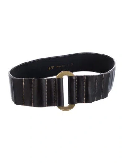 Pre-owned Gianfranco Ferre Wide Leather Waist Belt In Black