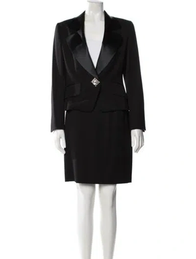 Pre-owned Gianfranco Ferre Wool Crystal Embellishments Skirt Set In Black